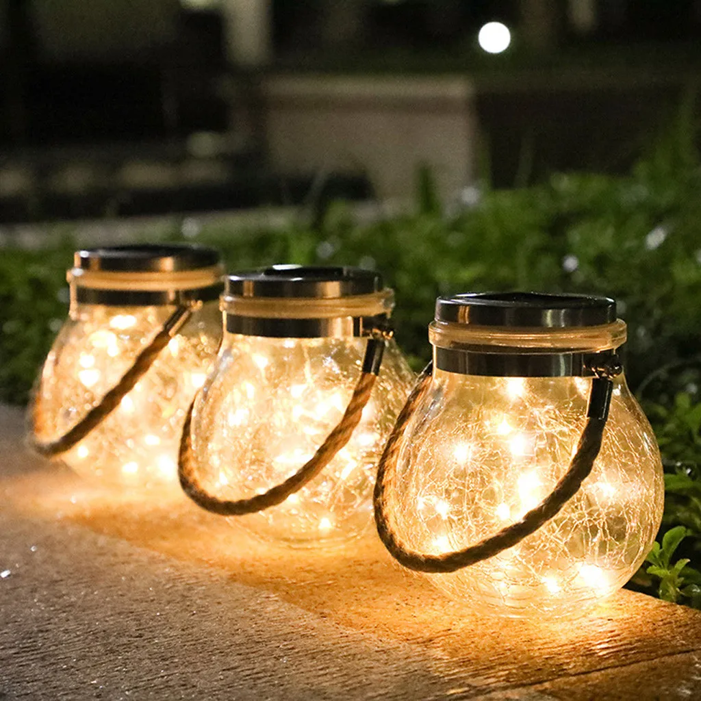 New Solar Copper Wire Lamp Crack Ball Glass Jar Led String Fairy