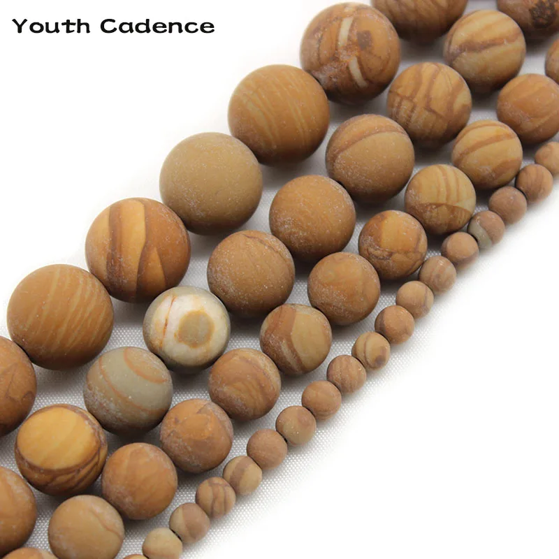 Wholesale Natural Stone Beads Matte Brown Wood Grain Loose for Needlework Jewelry Making 4 6 8 10 12 mm DIY Bracelet | Украшения и