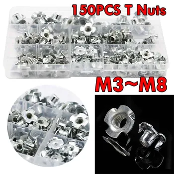 

150CS Carbon Steel Four Pronged T Nuts M3/M4/M5/M6/M8 Blind Inserts Nut For Wood Furniture home improvement