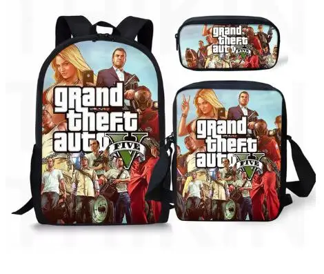 Grand Theft рюкзак с автоматическим принтом для мальчиков и девочек-подростков 3