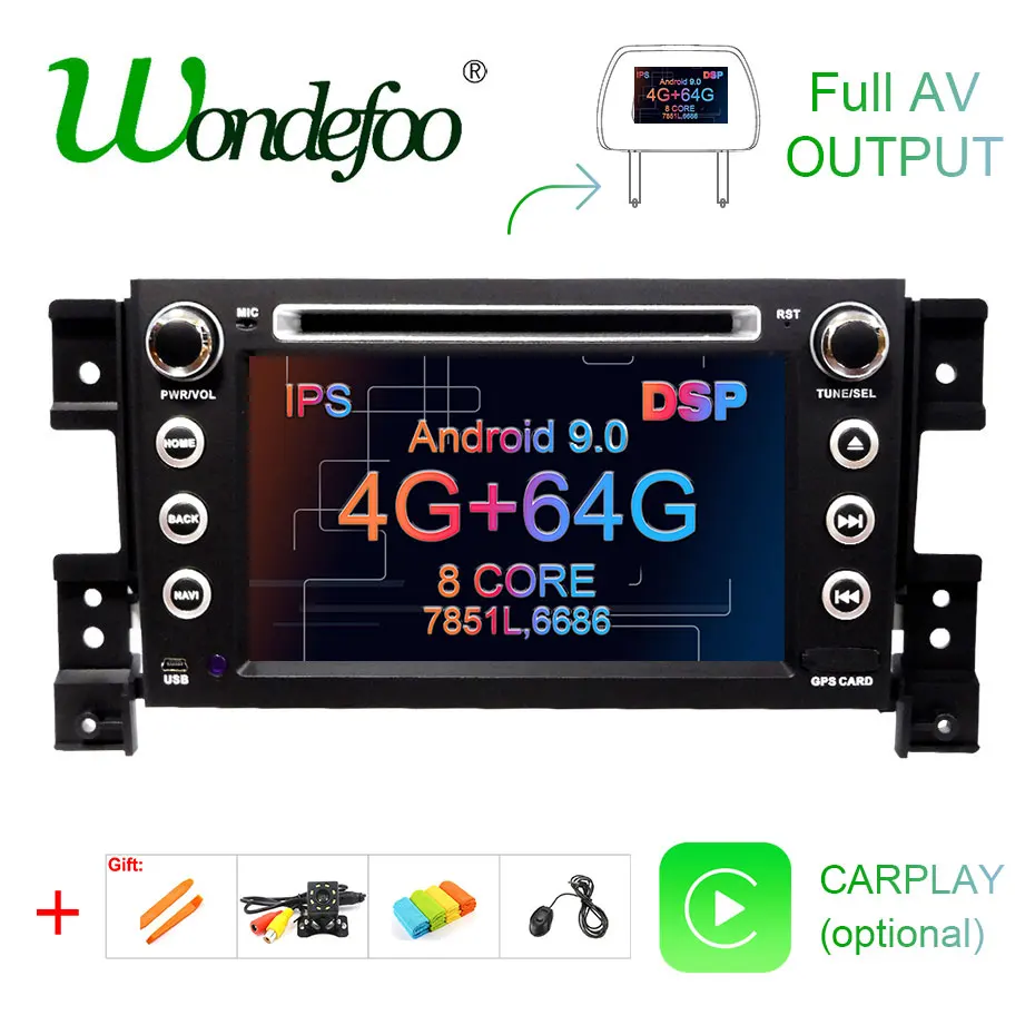 Perfect DSP IPS Android 9.0 4G 64G 2 DIN Car DVD PLAYER For SUZUKI GRAND VITARA 2007-2013 GPS RADIO NAVIGATION STEREO Multimedia SCREEN 0