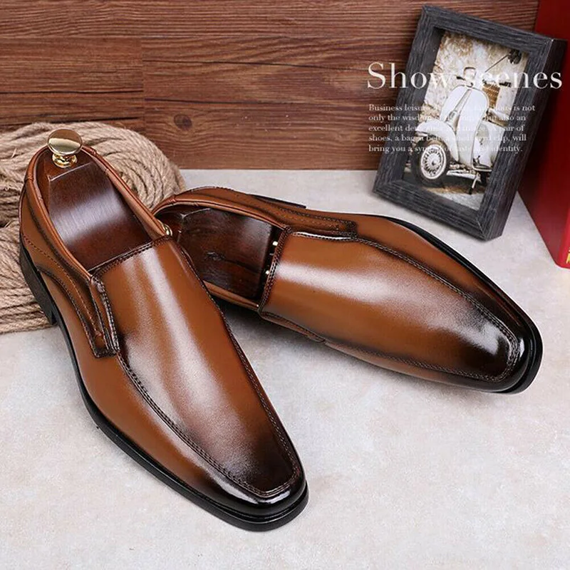 

Men Casual Wedding PU Leather Shoes Square Toe Formal Office Work Anti-slip Shoes 2020 New Fashion Shoes Men Scarpe Uomo