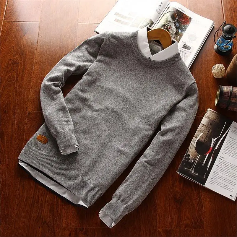 ^*Best Offers OLOEY Autumn Men Sweater Fashion O-Neck Striped Shirt Turtleneck Sweaters Mens Slim Fit Knitted Pullovers Brand Clothing 3XL