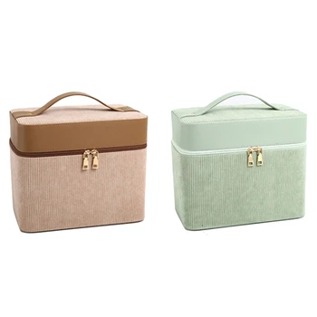 

New Cosmetic Case Makeup Bag Suitcase Travel Storage Box Large Capacity Wash Bag Double Door Makeup Case