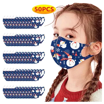 

Mascarilla 50pc Kids Mask Children's Christmas Face Mask Fashion Printed Washable Face Mask Kids Mouth Caps Washable Navidad