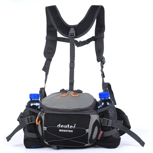 8L Sports Waist Bag Outdoor Hiking Riding Waterproof Wearproof Backpack Camping Travel Shoulder Bag Water Bottle Pack  X352D black