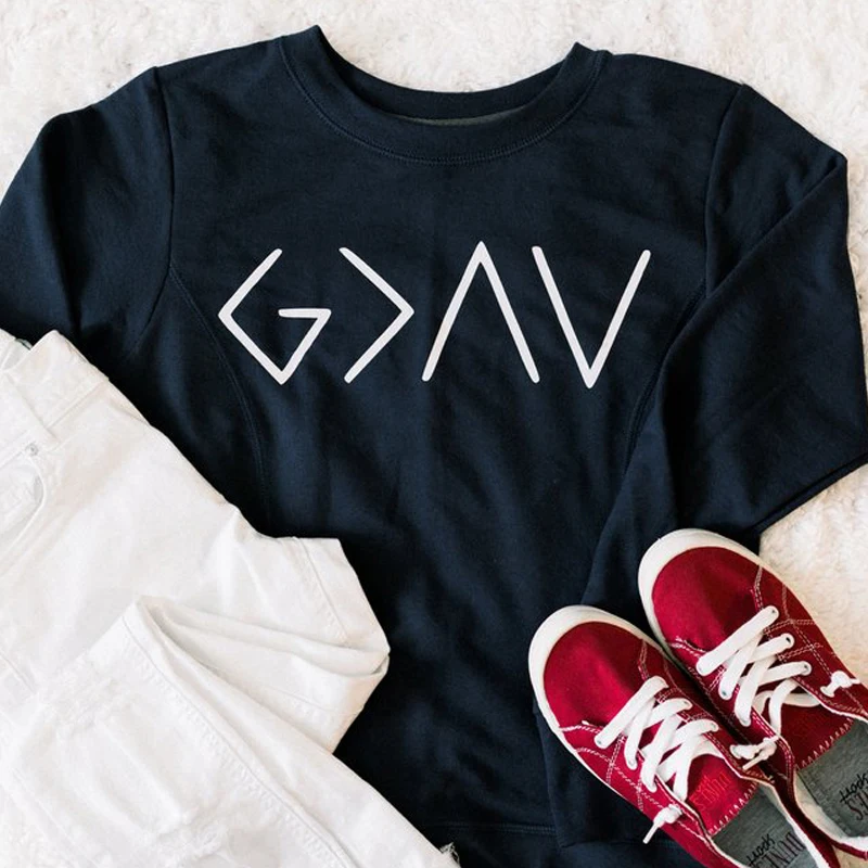 God Is more Than The Highs and Lows Women Sweatshirt Jesus Believe женский джемпер с длинным рукавом