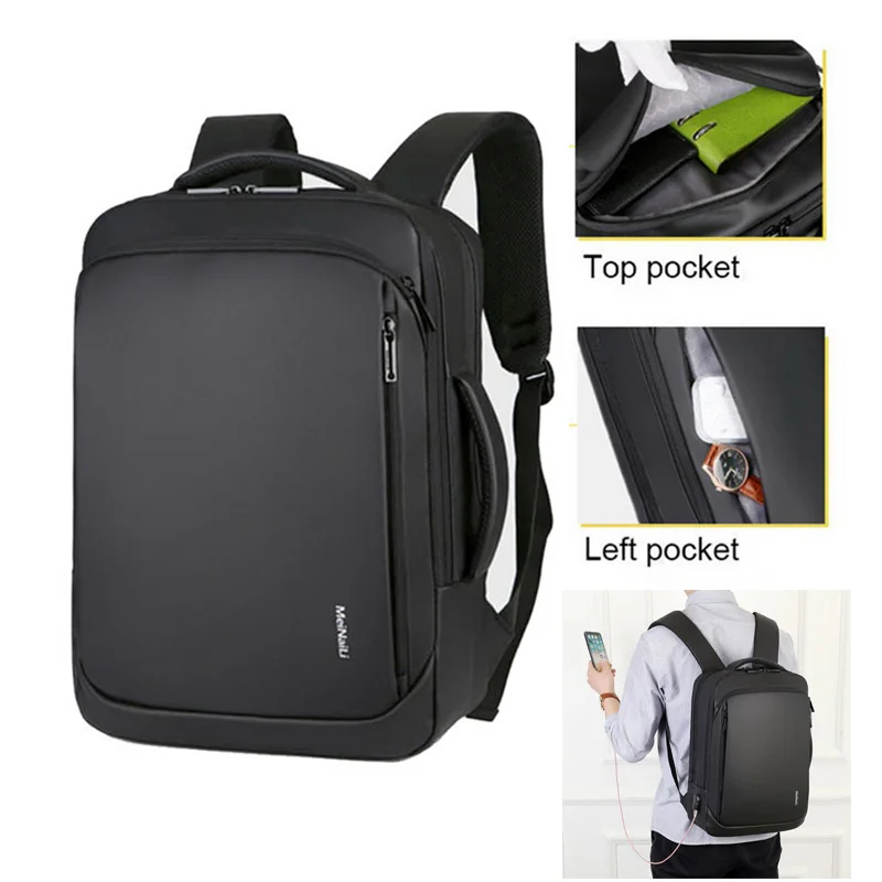 Litthing мужские сумки для ноутбука рюкзак для ноутбука зарядка через Usb компьютер рюкзак рюкзаки для подростков Повседневный стиль сумки большой мужская деловая дорожная сумка Mochila - Цвет: C Black