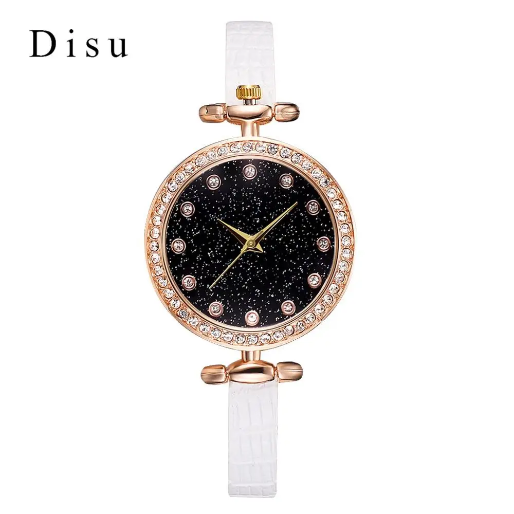 Брендовые простые женские Часы повседневные винтажные маленькие кожаные Наручные часы со стразами кварцевые женские часы платье наручные часы для женщин s - Цвет: Белый