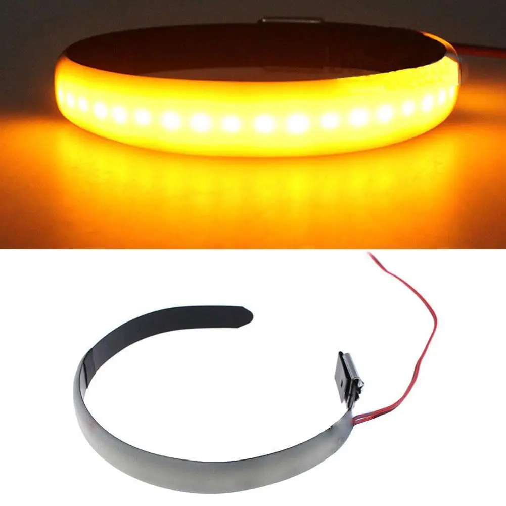 Treyues 1pc Amber LED Motorcycle Fork Light 120 Degree Viewing Angle Turn Signal Light Strip For Clean Custom Look