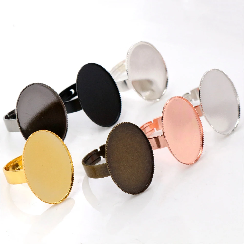 18x25mm 10pcs/Lot 7 Colors Plated Brass Oval Adjustable Ring Settings Blank/Base Fit Glass Cabochons | Украшения и аксессуары