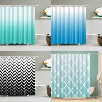 

Gradation Shower Curtain 3D Printed Bathroom Waterproof Polyester Bath Curtain Washable Bath Decor Curtains With 12 Hooks