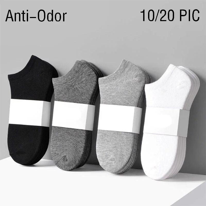 

10/20 PIC Men Low Cut Socks Shallow Invisible Socks Spring and Autumn Short Socks Male Pure Cotton Breathable Socks 10 pairs/lot