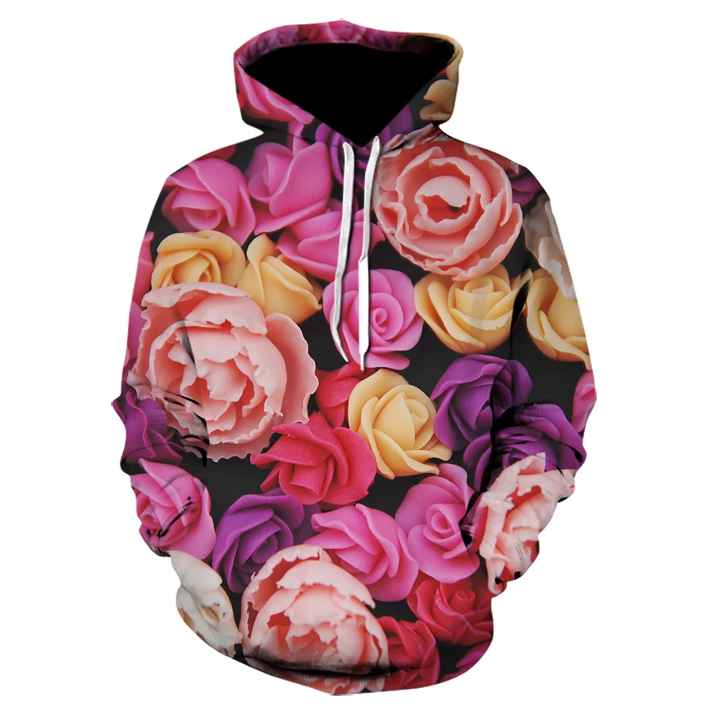 Groene bladeren 3d Prined man hoodie haruku onkruid hoodies Casual mode Sweashir Rozenbloem Pullover Grappige stijl_voghion.com