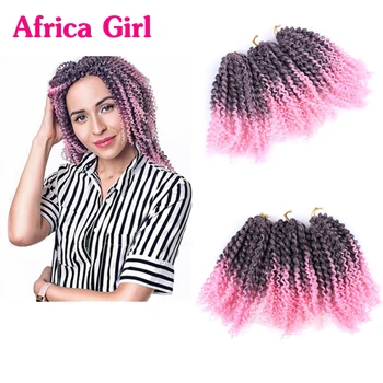 

Africa Girl 8Inch Synthetic Marley Bob Hair Crochet Braiding Hair Ombre Kinky Curly Twist Hair Heat Extensions Hair Gray