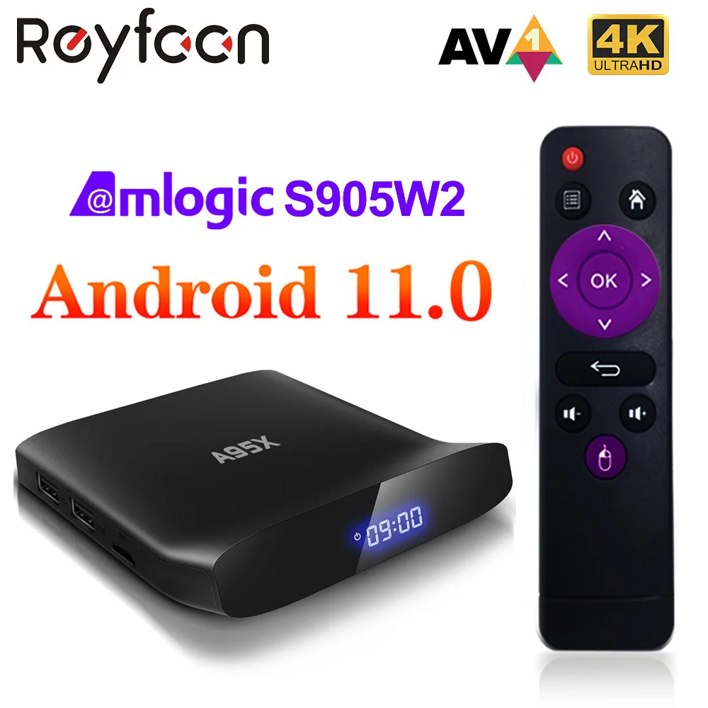 ТВ-приставка Android 11 Amlogic S905W2 4 ГБ 64 Гб поддержка 5G Wifi 4K 60fps VP9 BT5.0 Youtube медиаплеер A95X PK