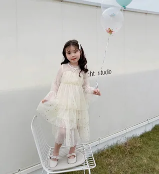 

Starry sky Girl Dress 2020 Spring New Style Princess Dress Sequins Star Layer Dress for Girl Baby Clothes 2-7Y LX004