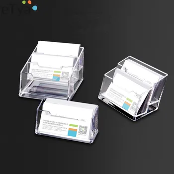 

eTya1PCS Women Men Desk Clear Business Card Holder Box Plastic Transparent Display Stand Acrylic Credit Card Storage Organizers