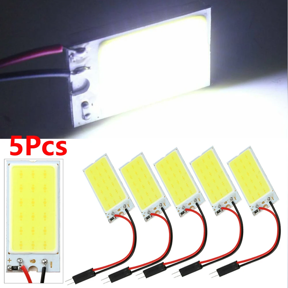 5 шт. Белый COB 18LED панельный светильник для салона автомобиля T10 гирлянда 12 В Размер лампы(Длина x Ширина): 40x20 мм/1,5" x 0,79"(A