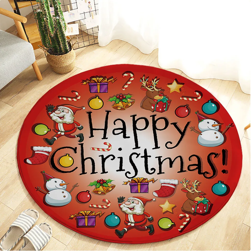 Merry Christmas круглый коврик для спальни компьютерный стул коврики 3D Санта Клаус