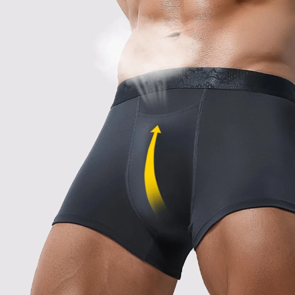 Men'S Boxers Shorts Underwear Breathable Scrotum Support Bag Function Cellulose Fiber U Convex Separated Panties