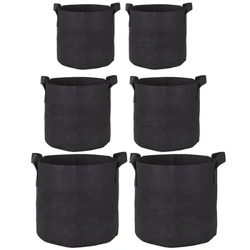 

3 Gallon / 5 Gallon / 7 Gallon Planting Bag - 6 Reusable and Durable Fabric Aerated Tank Containers with Handles, Perfect for Ki