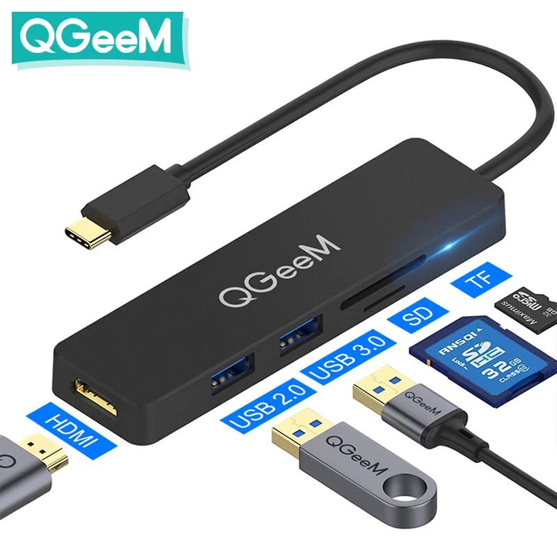 QGeeM USB C концентратор для Macbook Pro Type HDMI 3 0 TF SD Мульти 1 адаптер iPad OTG Разветвитель док