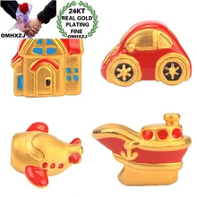 OMHXZJ CA317 Wholesale European Fashion Hot Party Birthday Gift House Car Plane Bracelet DIY Accessories 24KT Gold Pendant Charm