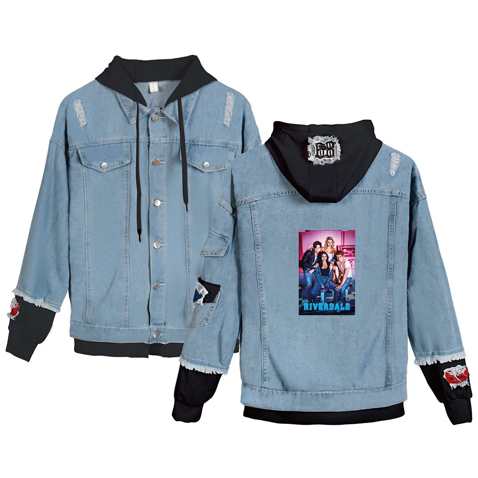

TV Show Riverdale Denim Jacket Women Men South Side Serpents Jeans Gothic Steampunk Girl Hot Patchwork Hip Hop Denim Jacket