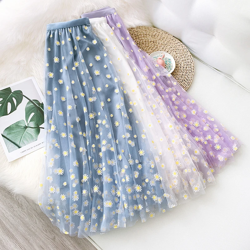 

Wasteheart New Purple Blue Women Skirt Women High Waist Ankle-Length Long Skirt A-Line Ankle Length Skirts Empire Casual