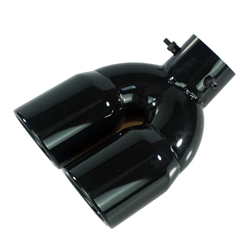 Universal Exhaust Pipe Bending Muffler Stainless Steel Tail Pipe Dual Outlet Nozzle Curved Throat Modification Car Accessories