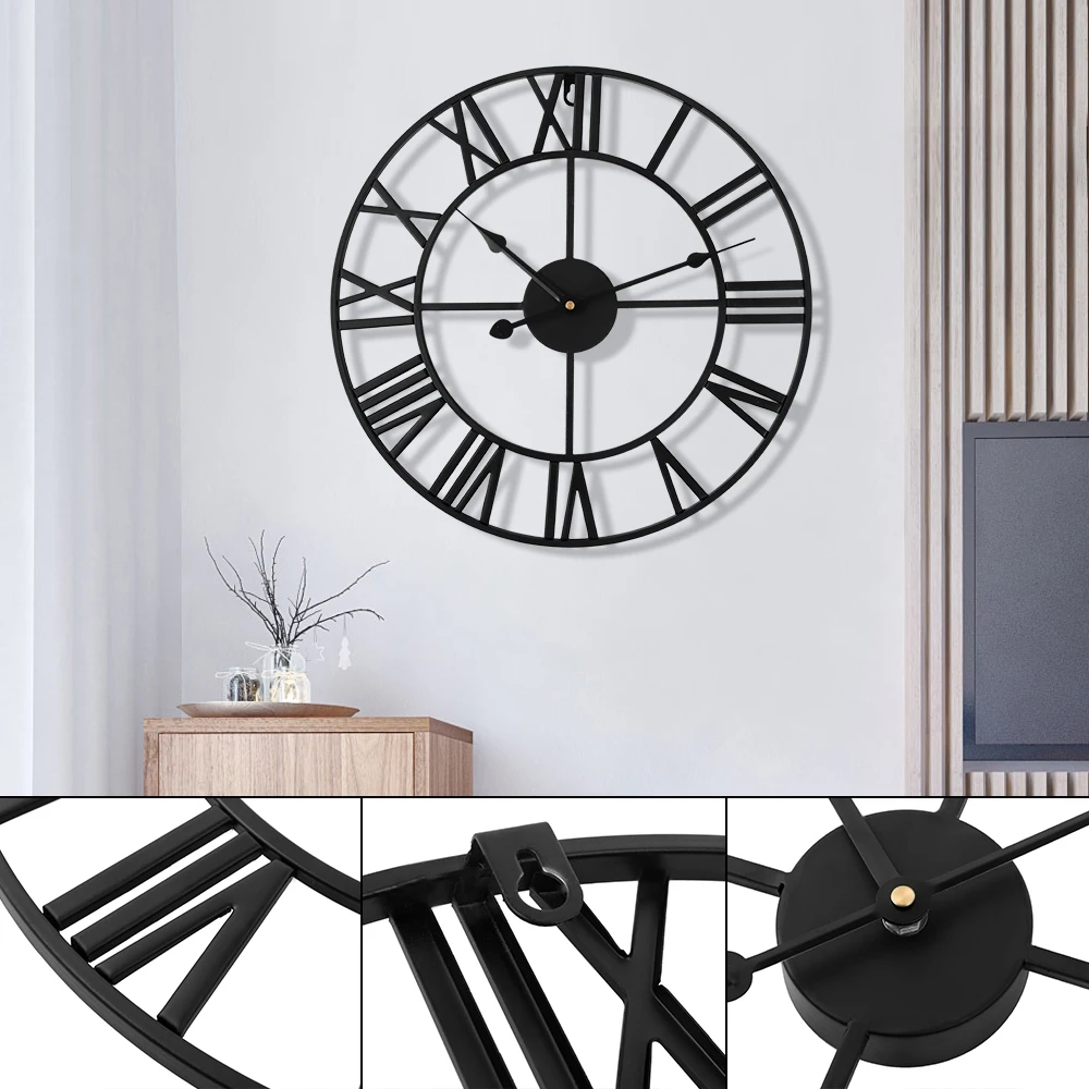 40 47cm Large Outdoor Garden Wall Clock Nordic Metal Roman Numeral