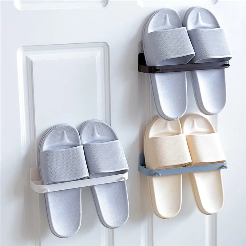 Storage Holder Home Plastic Wall Hanging Hanger Slippers Shelf Storage Organizer shoe rack organizer storage stand shelf@A