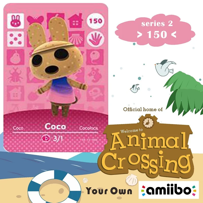 Карта Amiibo 150 для пересечения животных карта Coco серии 2 Nfc игры Ns быстрая