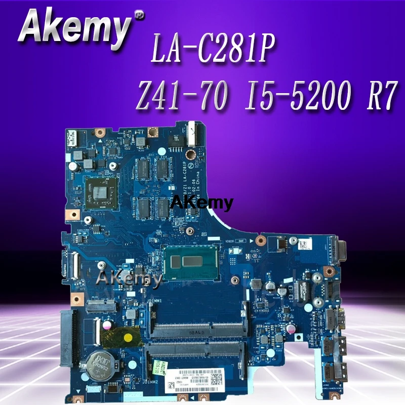 

AIWZ0/Z1 LA-C281P Laptop motherboard for Lenovo Z41-70 Test original mainboard I5-5200U R7-Video