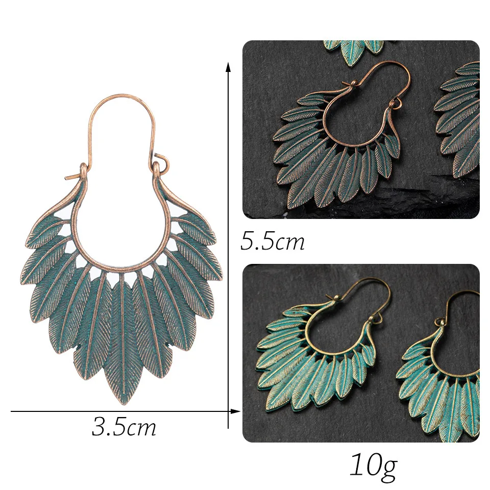Vintage Ethnic Long Metal Leaf Big Drop Earrings for Women 2019 Bohemian Geometric Tassel Fringe Stones Women's Earring Jewelry (8)
