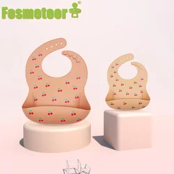 Fosmeteor New 1pcs Printed Carton Silicone Bib Waterproof Baby Feeding Newborn Cartoon Aprons Adjustable Baby Bibs Burp Cloth