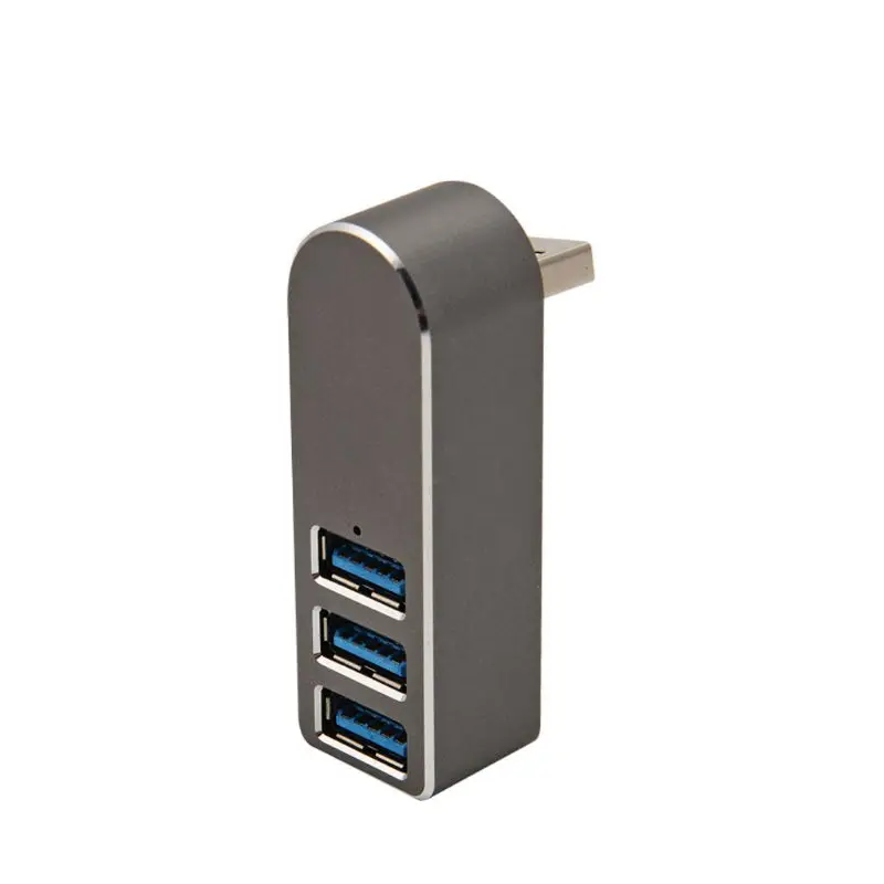 Серый Алюминиевый сплав мини 3 порта USB 3,0 концентратор поворотный USB разветвитель адаптер для ПК ноутбук D08B - Цвет: Серый
