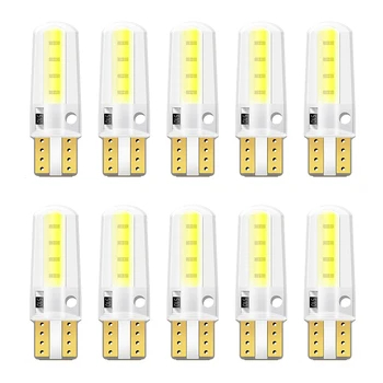 

10PCS T10 W5W LED car interior light Silica gel COB marker lamp 12V 194 501 Side Wedge parking bulb canbus auto car styling