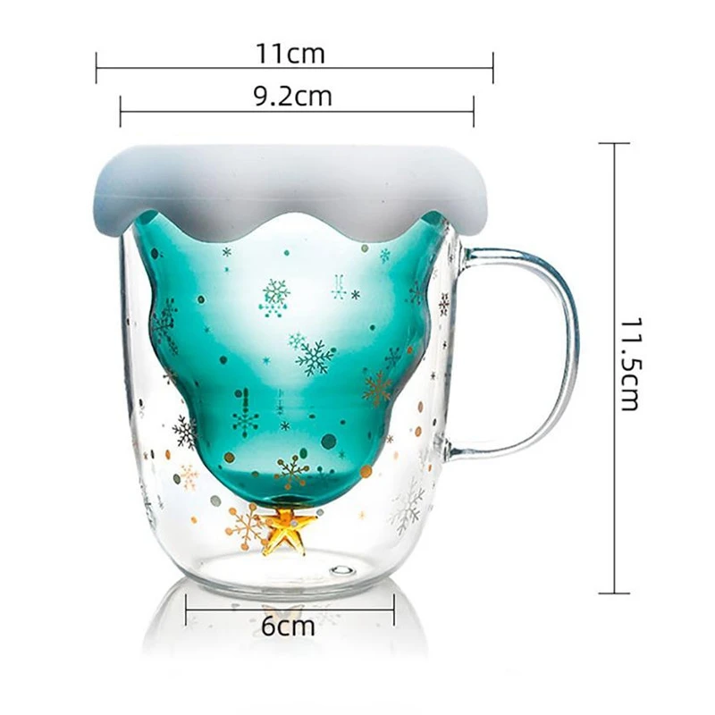Креативная двухслойная стеклянная Рождественская елка звезда чашка для воды высокая температура кружка стеклянная Рождественская елка звезда желая чашка 300 мл