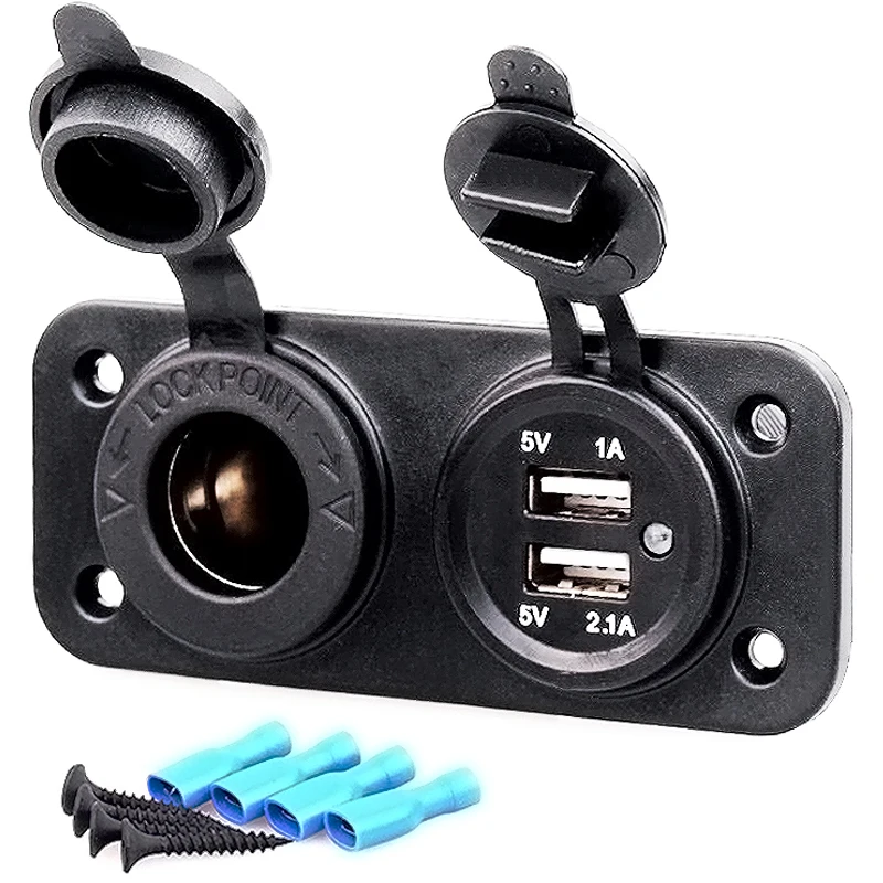 

12-24V Car Cigarette Lighter Socket With LED 5V 4.2A Dual Socket USB Adapter Charger With Car Cigarette Light for Universal Car