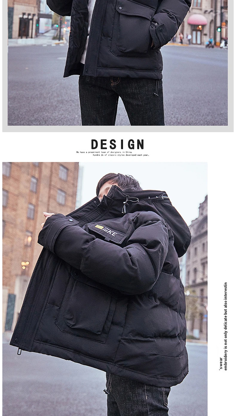 Корейский стиль хлопчатобумажная стеганая одежда мужская трендовая Толстая Повседневная пуховая куртка вышитая хлопковая стеганая куртка