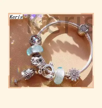 

High Quality Reproduction 1:1 100%925 Silver New 2019 Glass Bead Owl Pattern String Bracelet Free Of Charge
