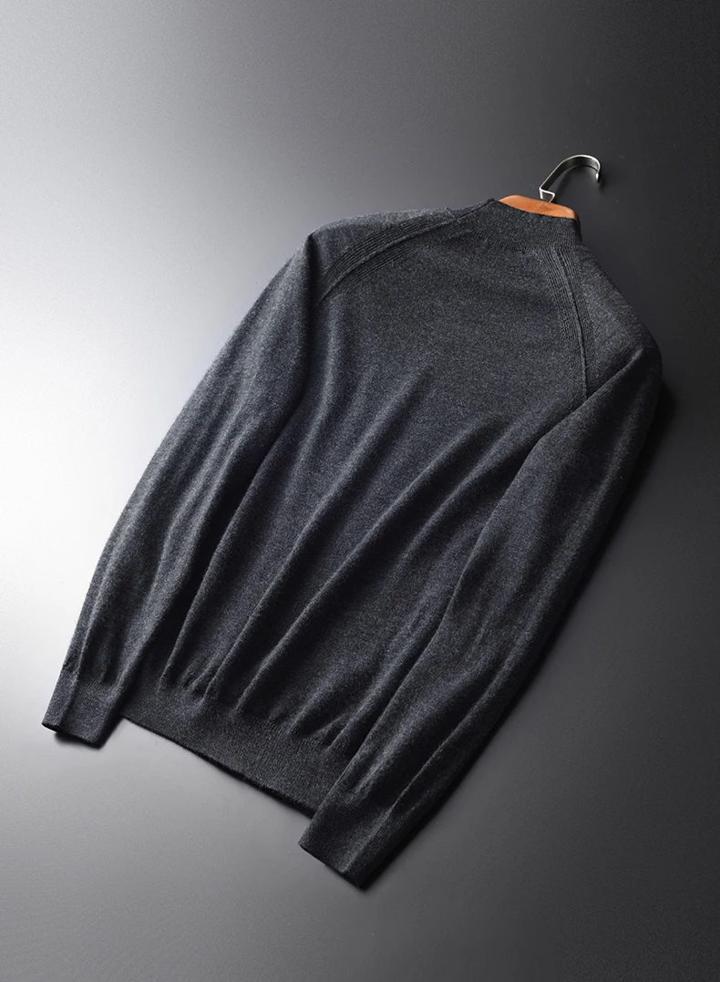 Minglu шерстяной свитер мужской роскошный полуводолазка серый мужские свитера осенние и зимние однотонные свитеры мужской большой размер 4XL