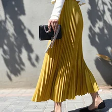 Женская Повседневная шифоновая юбка макси весна осень плиссированная разноцветная модная расклешенная Женская длинная юбка с высокой талией