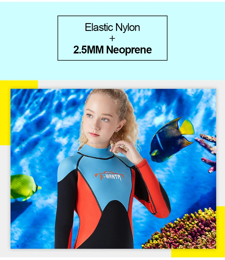 DIVE&SAIL, 2,5 мм, Молодежный детский гидрокостюм, полный костюм для серфинга, длинный рукав, для дайвинга, Сноркелинга, купальный костюм для подводного плавания