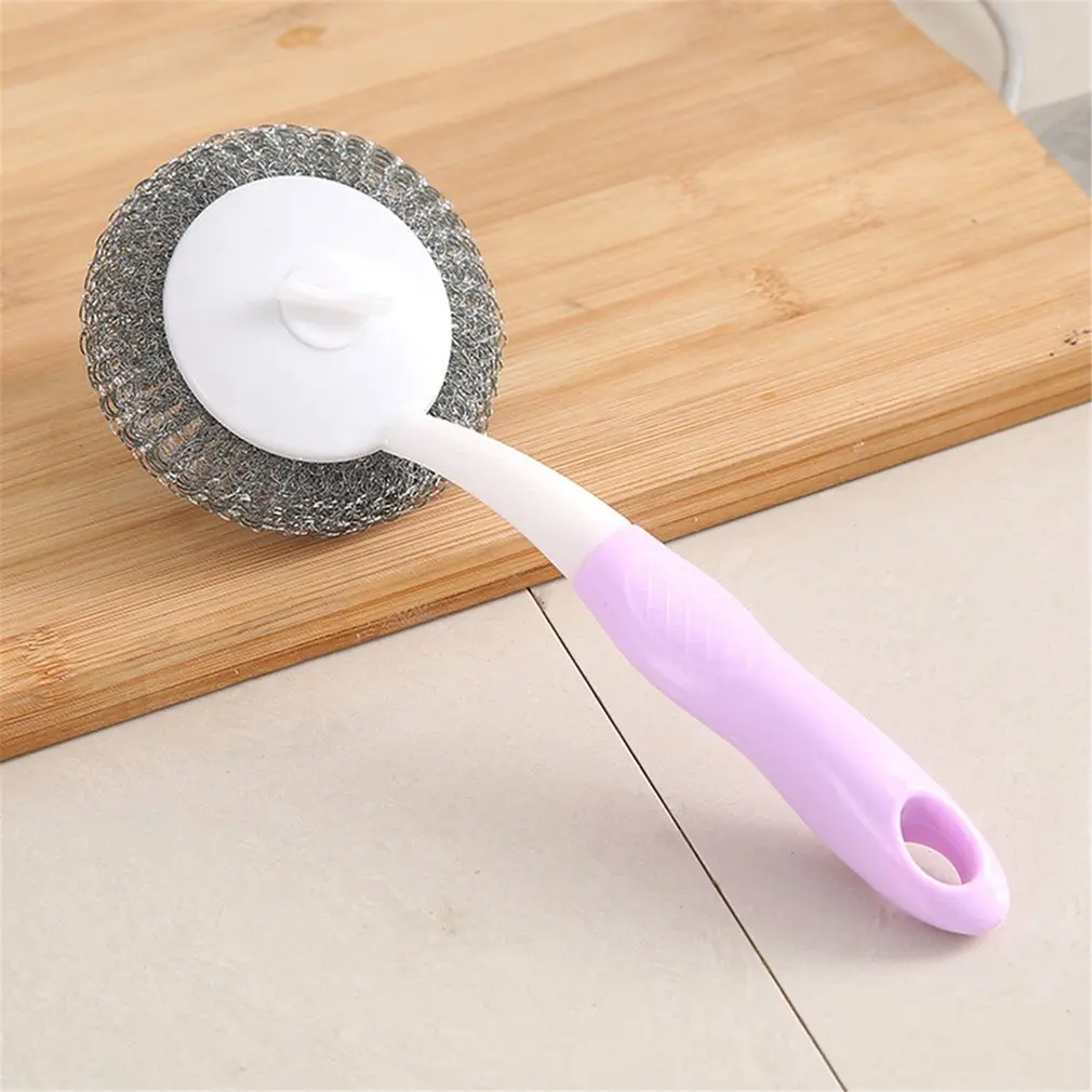 

Hanging Design With Handle Steel Scourer Ball Cleaning Brush Easy Use Small Size Cleaning Tool Dishes Gas Stoves Cleaner
