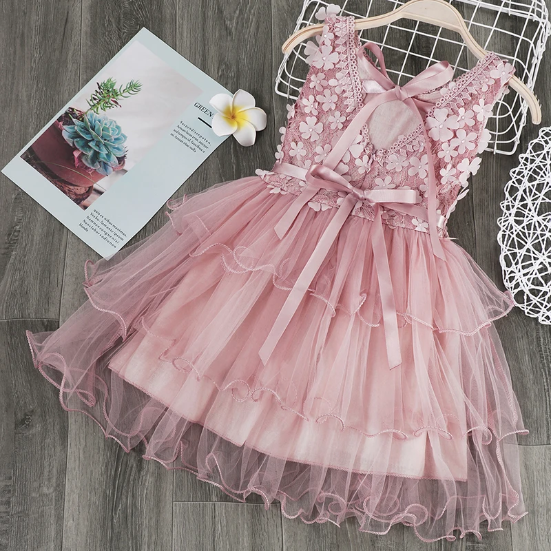 Girls Summer Dresses Sleevess Ruffle Floral TUTU Dress Kids Baby Princess Birthday Gift Dot Tulle Costume | Детская одежда и обувь