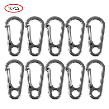 

10Pcs Hooks Mini Flag Pole Clip Snaps Hook Paracord SF Spring Keychain Buckles Webbing Straps Attachments for Luggage Backpack B