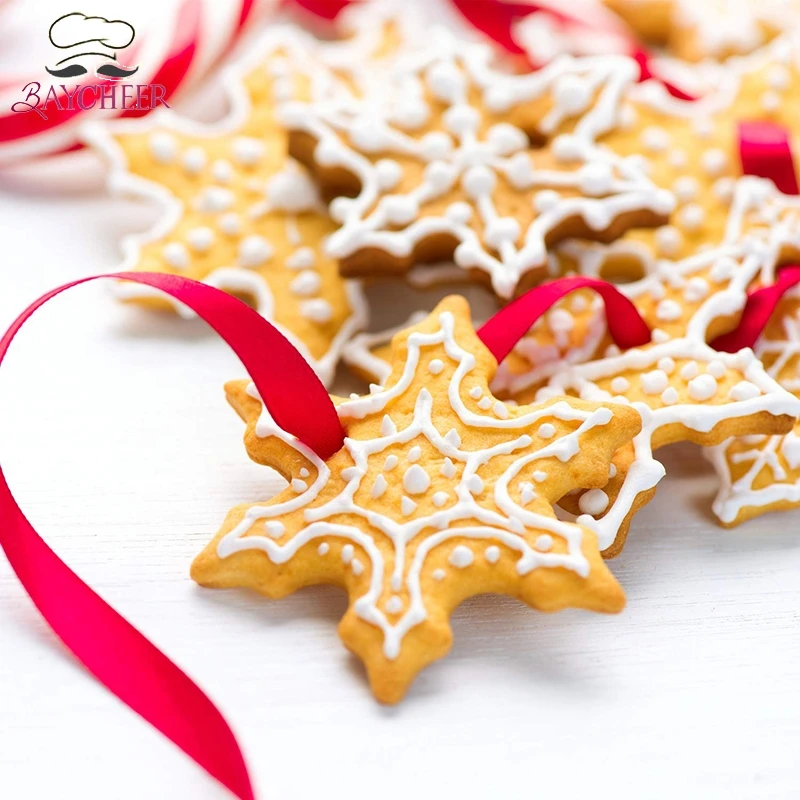5pcs Christmas Snowflake Shape Cookie Cutter Dough Biscuit Pastry Fondant Mold